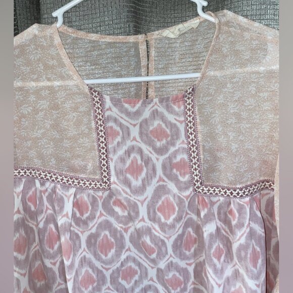 Entro Top Women’s Medium Pink Boho Peasant Cottagecore Long Sleeve Blouse - Picture 2 of 6